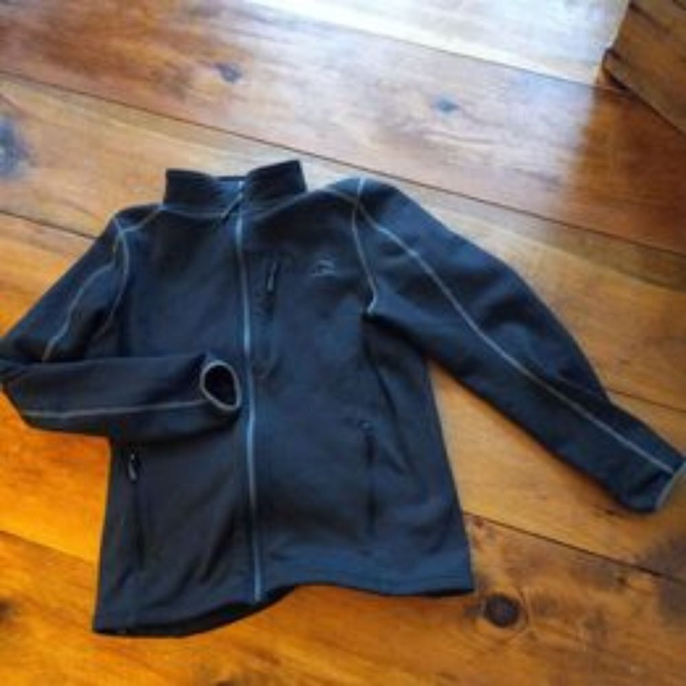 LL Bean 92% Polyester Full Zip Jacket Men's Reg Black 3 Pocket Size Medi…